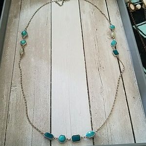 Teal blues long necklace